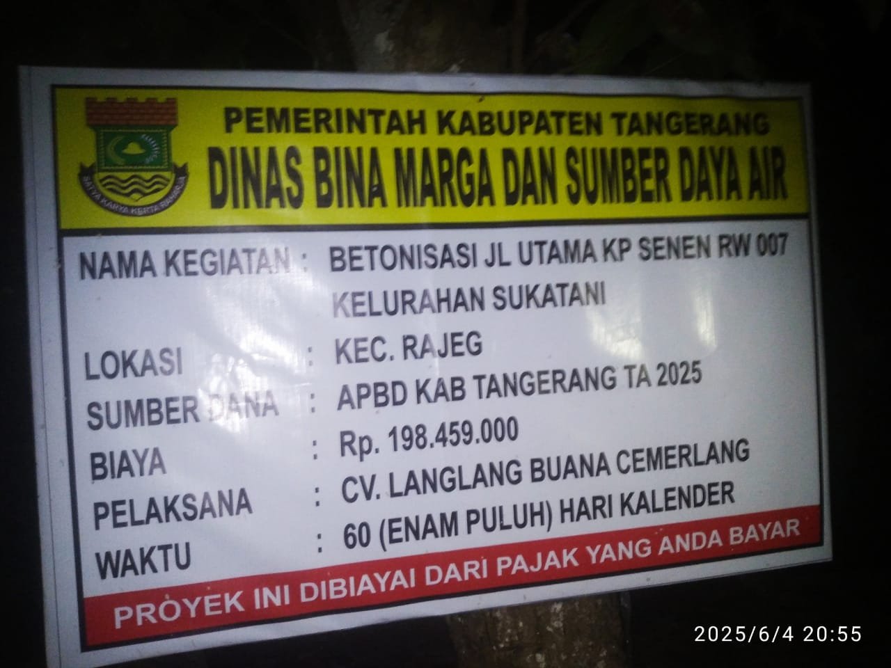 Proyek Betonisasi di Sukatani Tangerang Disorot, Diduga Abaikan K3 dan Tak Sesuai RAB
